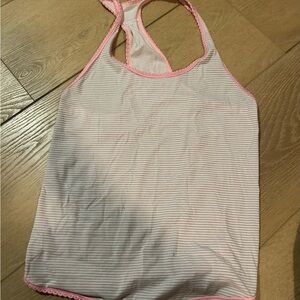 lululemon athletica Pink and White Striped Muscle Tee